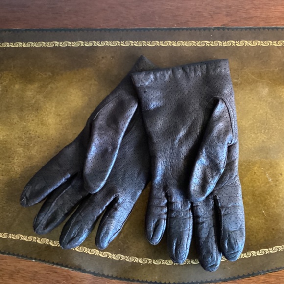 Vintage Women’s Dark Brown Gloves 100% Leather Size 7 Wool Lining Made in Italy - Picture 5 of 9